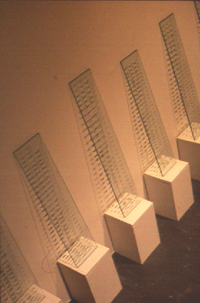 '6 Promised Greetings' Glass, acrylic, light intervention